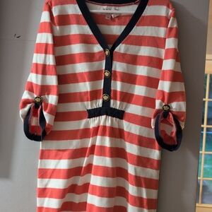 Striped Juicy Couture Pink and White Dress with Button Accents